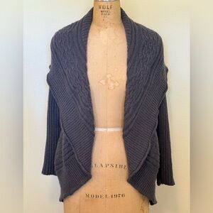 Peru Etnico Baby Alpaca Cardigan Sweater Open Front Dark Gray L/XL Shawl Collar